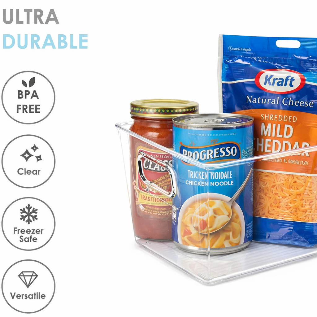 Clear Plastic Pantry Organizer Bins - Medium- 2 Pack - Image 2