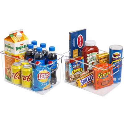Clear Plastic Pantry Organizer Bins - Large - 2 Pack