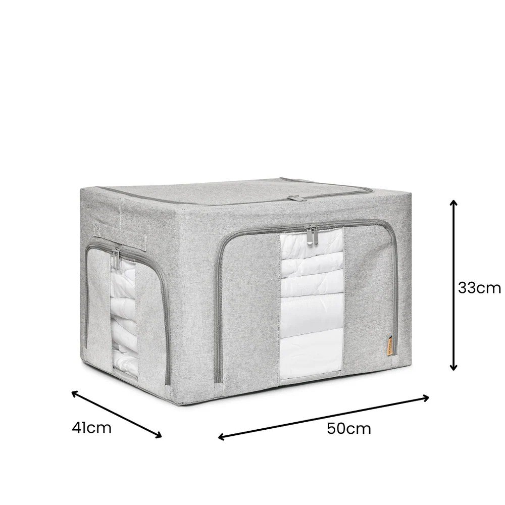 Collapsible Linen Storage Box - Pebble Grey- 2 Pack - Image 2