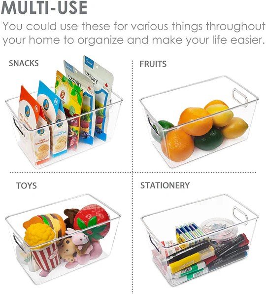 Clear Plastic Pantry Organizer Bins - Medium- 2 Pack - Image 3