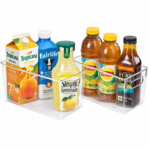 Clear Plastic Pantry Organizer Bins - Medium- 2 Pack