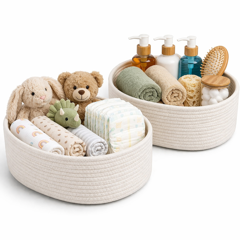 Small Storage Baskets - Off White - 2 Packs - Image 4