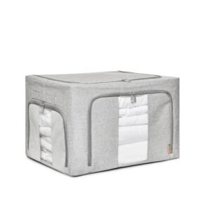 Collapsible Linen Storage Box - Pebble Grey- 2 Pack