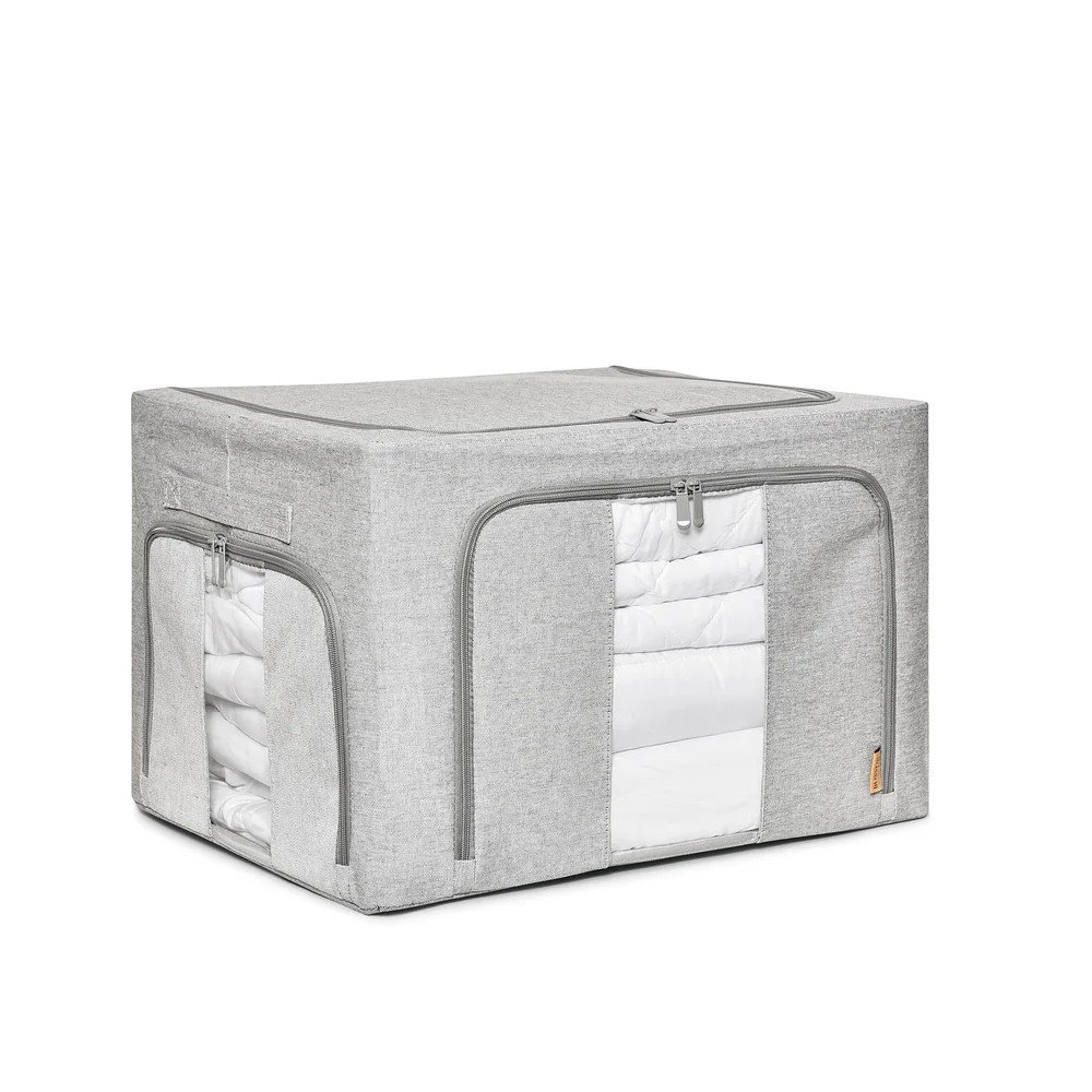 Collapsible Linen Storage Box - Pebble Grey- 2 Pack